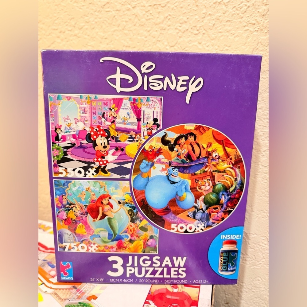 Disney puzzle Ceaco Jigsaw Puzzle Disney 3-1 Minnie Mouse, Ariel & Jasmine new
